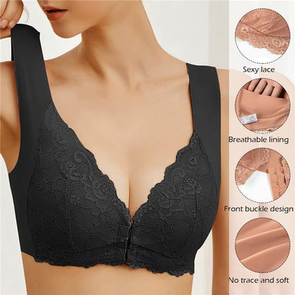 ✨【50%OFF】【3 kusov】Veľká sexy podprsenka s predným zapínaním bez oceľového krúžku, krásna spodná bielizeň na chrbte
