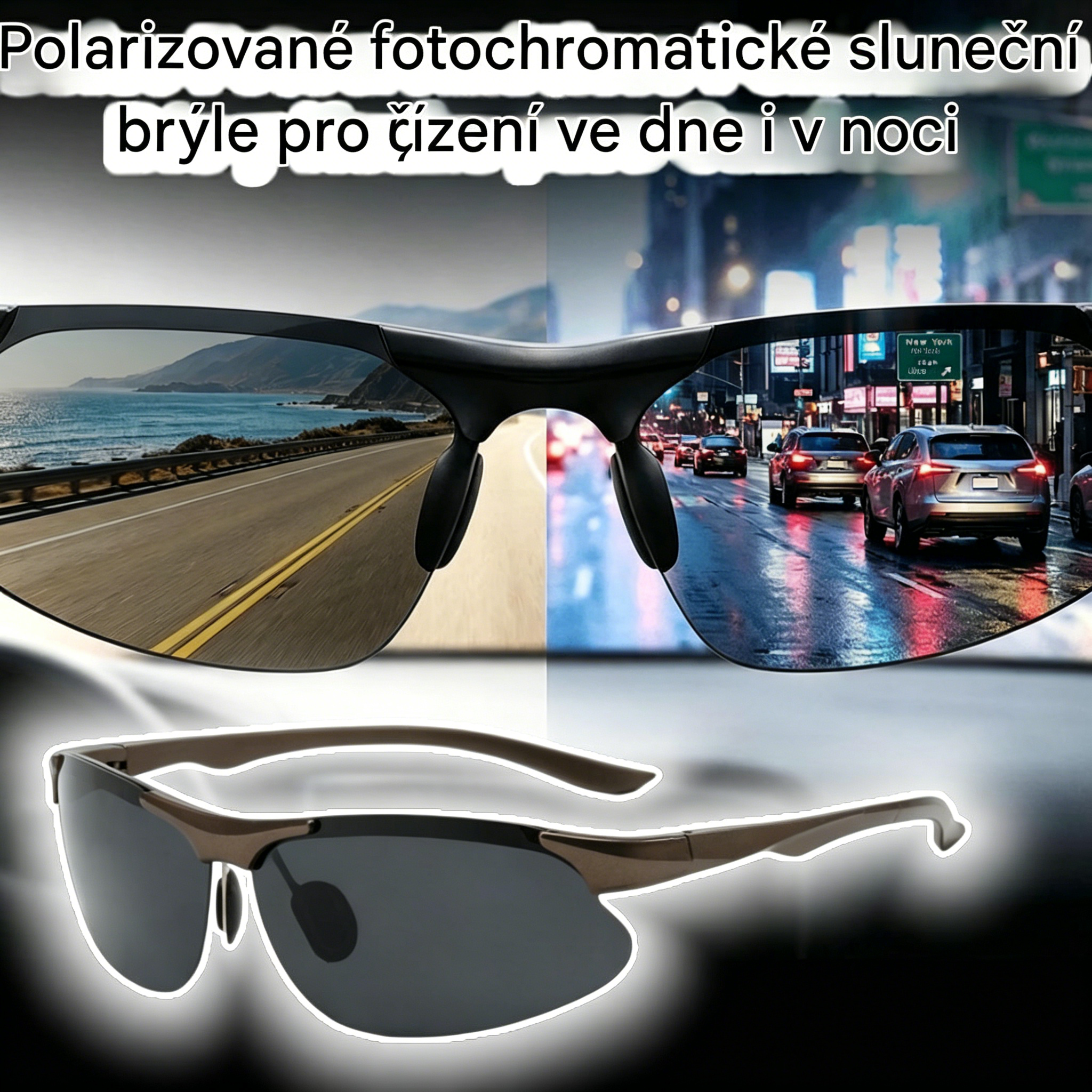 【50% SLEVA】🕶️ Polarizované fotochromatické brýle pro řízení ve dne i v noci 🚗