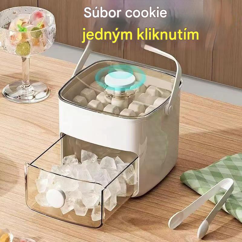 💥🥤🧊 50% zľava! Výrobník ľadu s funkciou skladovania ľadu: vyrobí 48 kociek ľadu naraz, nepriepustné veko 🏖️✅