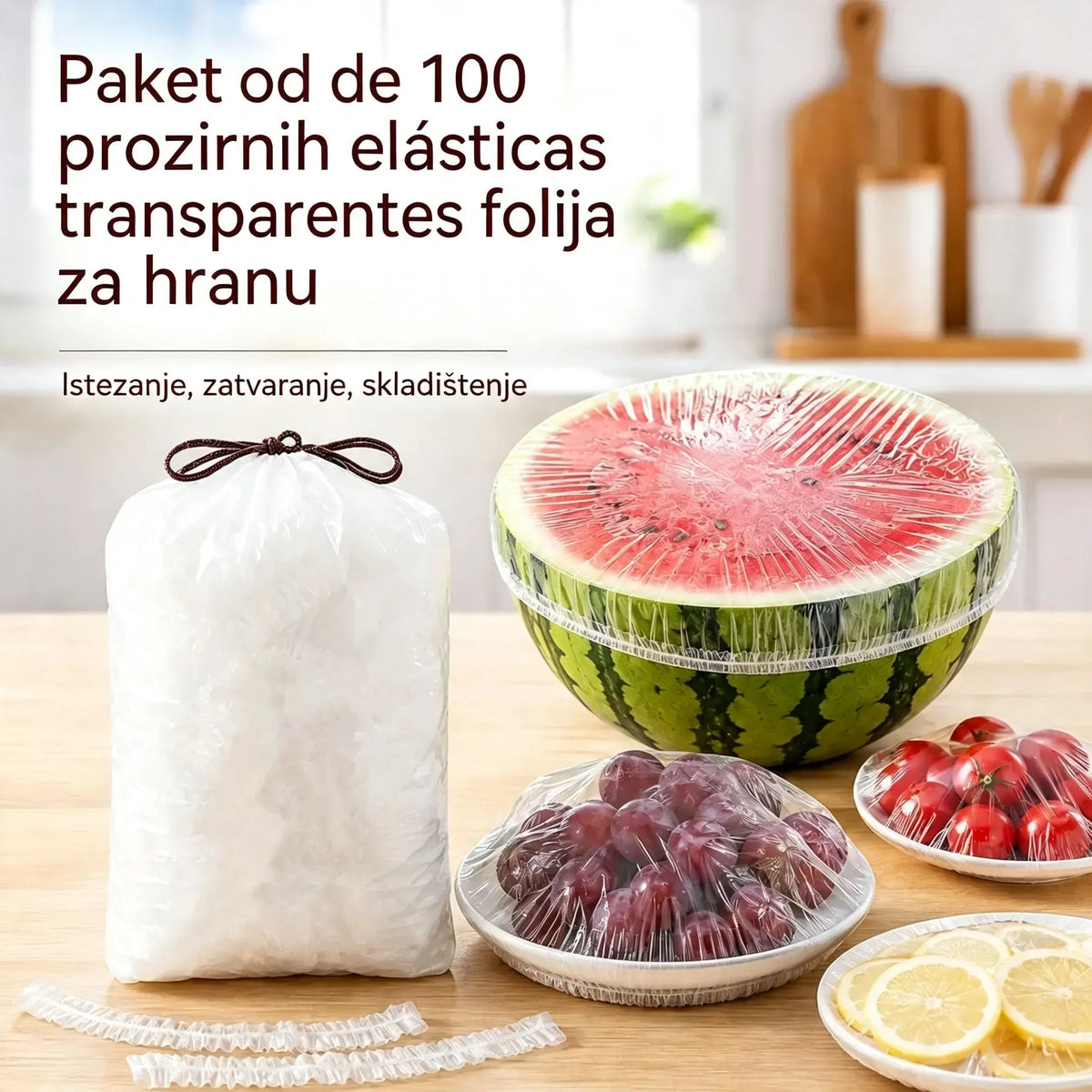 【200 komada】Prozirna folija za jednokratnu upotrebu, idealna za posude i hranu. Savršeno pristaje, dobro brtvljenje i jednostavna je za korištenje.
