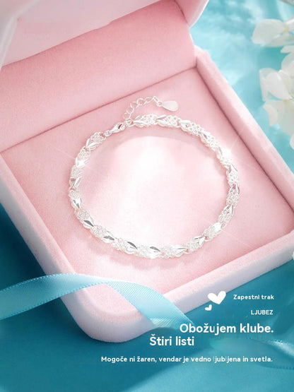 😀👉【Kupite eno, eno dobite brezplačno】💖🍀Všeč mi je nova modna zapestnica iz srebra 925 s štiriperesno deteljico za ženske【30 % popust】