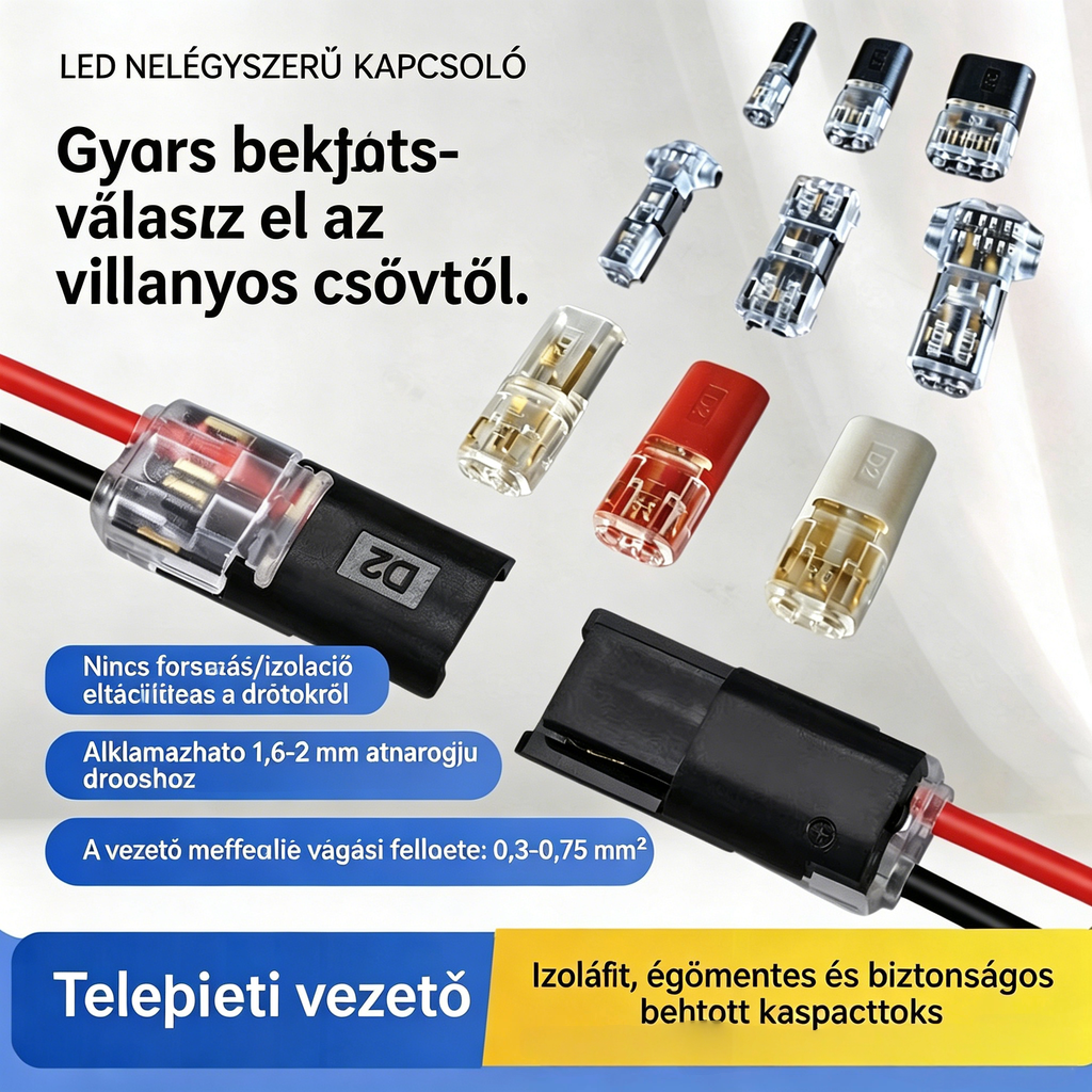 🔥50% kedvezmény【1000 darab raktáron】⚡️Csupaszodásmentes kábelcsatlakozó, reteszelő csattal, biztonságos zárral és csúszásgátló bevonattal