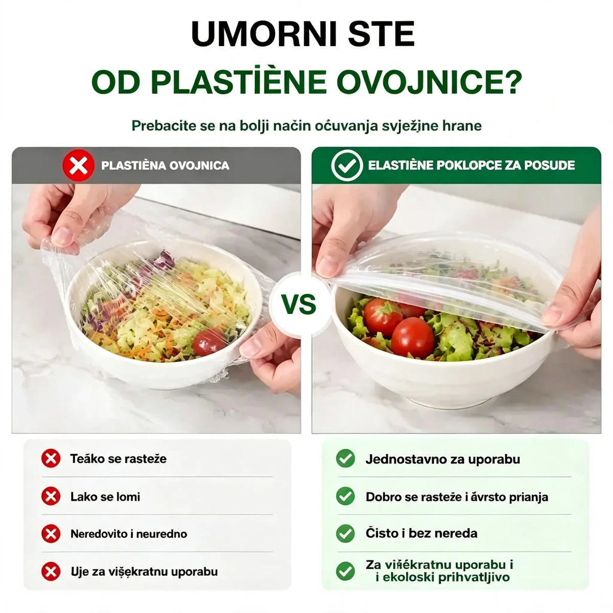 ⏳50% popusta🔥【300 komada】27 €🎉Što više kupujete, više štedite🎁Jednokratne rastezljive navlake za hranu, prikladne za zdjele i tanjure