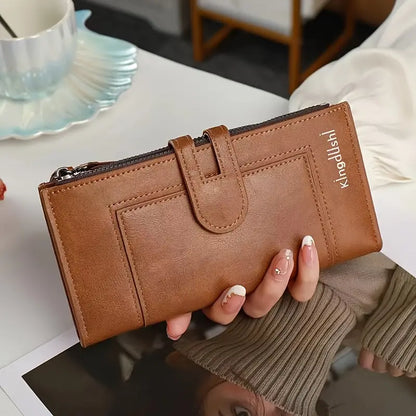 💰 Dámska retro originálna kožená priehradka na karty s dvojitým zipsom