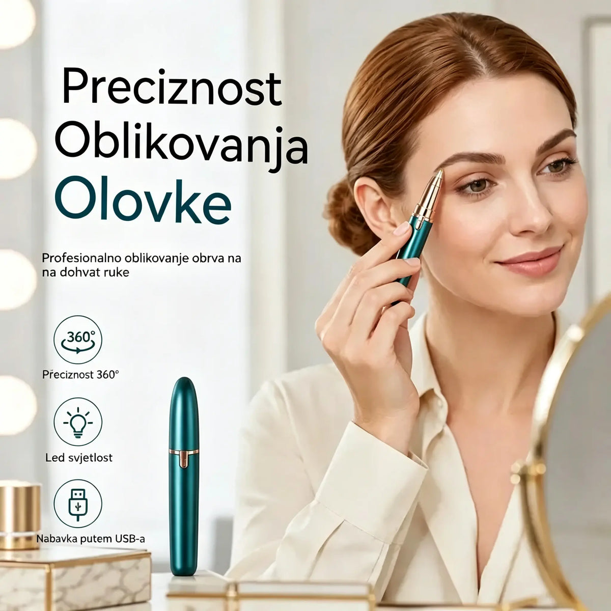 【Kupite 1, dobijte 1 gratis】✨ Precision Brow Trimmer Pen – Električni trimer za obrve s LED svjetlom za jednostavno podrezivanje