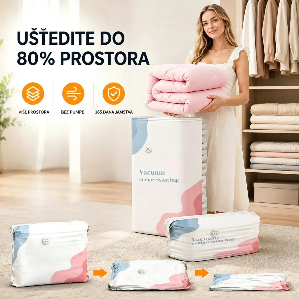 🧳 5 artikala za samo 29 € 💨 Velika vakuumska vrećica za pohranu koja se može stisnuti: nije potrebna zračna pumpa, nepropusna je, idealna za uštedu prostora u prtljazi i kod kuće ✈️