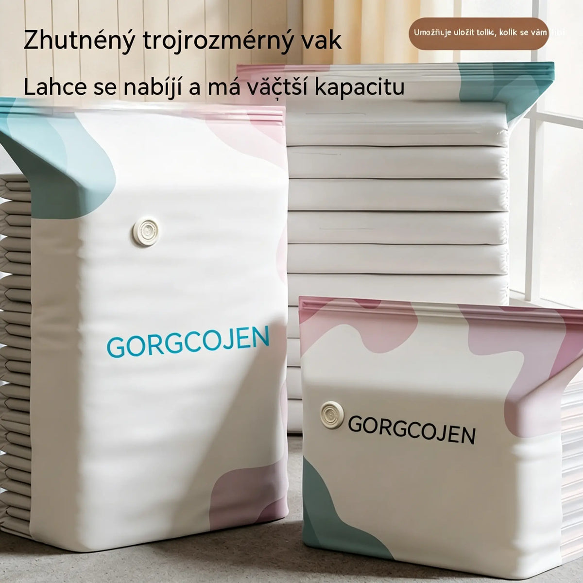 🧳 5 kusů za 620 Kč 💨 Velký stlačitelný vakuový sáček: nevyžaduje pumpu, je nepropustný a ideální pro úsporu místa v kufrech i doma ✈️
