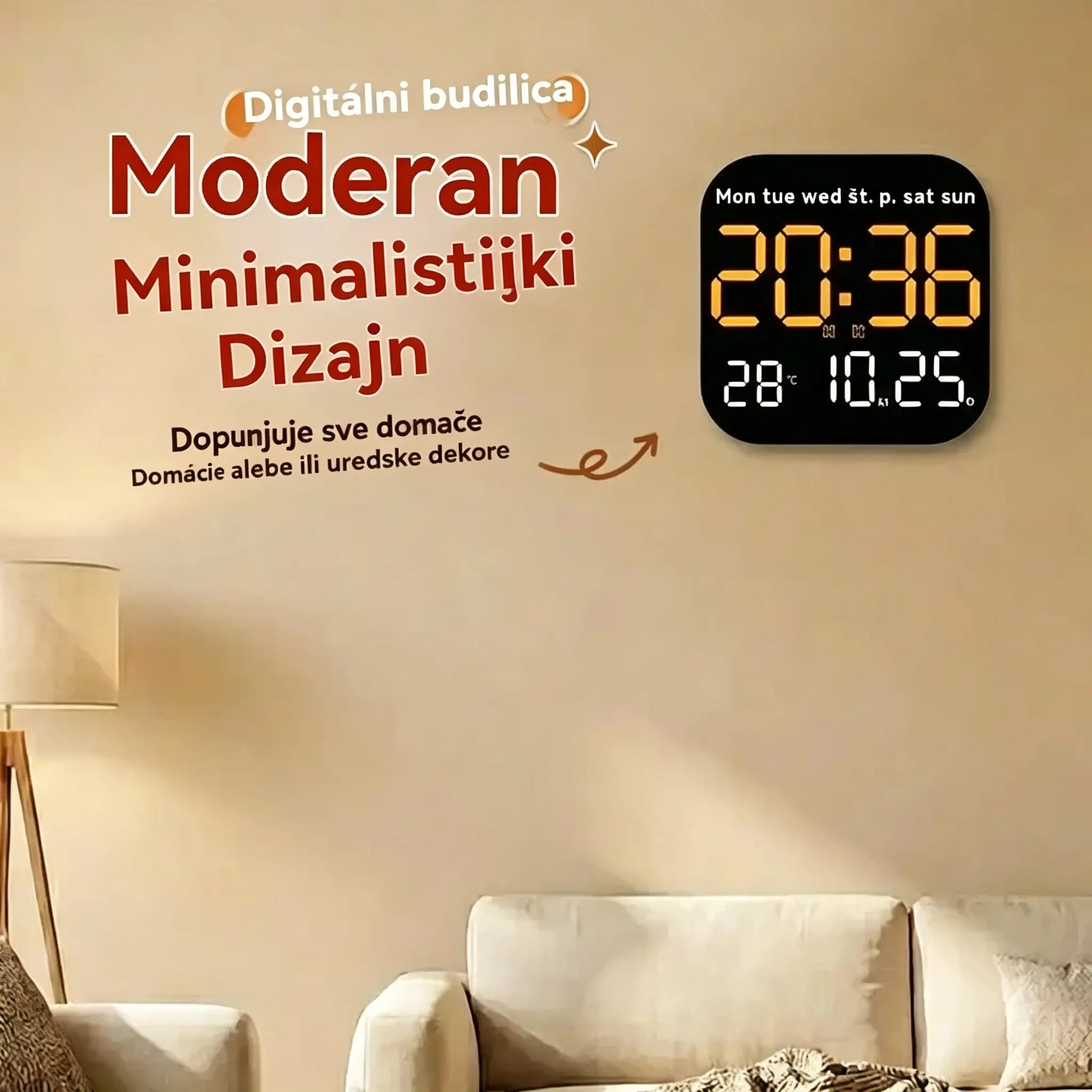 🛏️ Digitalni sat za dom i ured - nježno buđenje, recite zbogom dosadnim budilicama! Podesiva svjetlina, tihi rad noću. Također prikazuje temperaturu. Pouzdan pratitelj za vaš svakodnevni život. 🌙