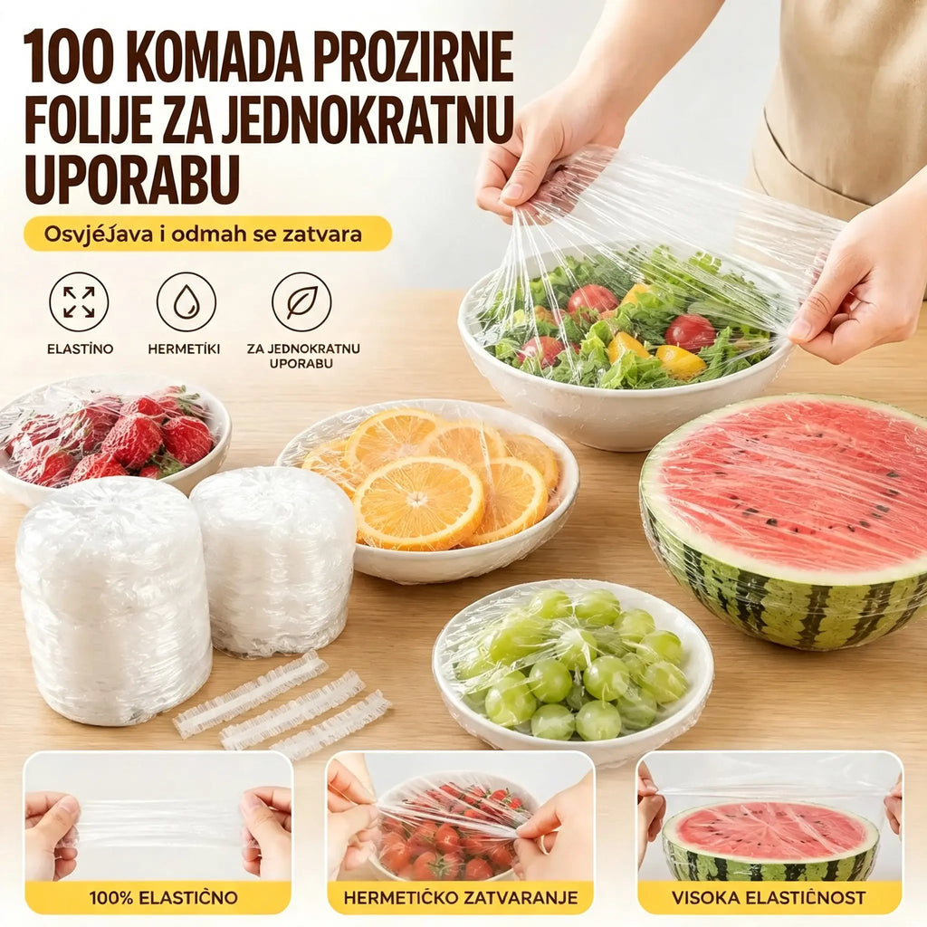 【200 komada】Prozirna folija za jednokratnu upotrebu, idealna za posude i hranu. Savršeno pristaje, dobro brtvljenje i jednostavna je za korištenje.