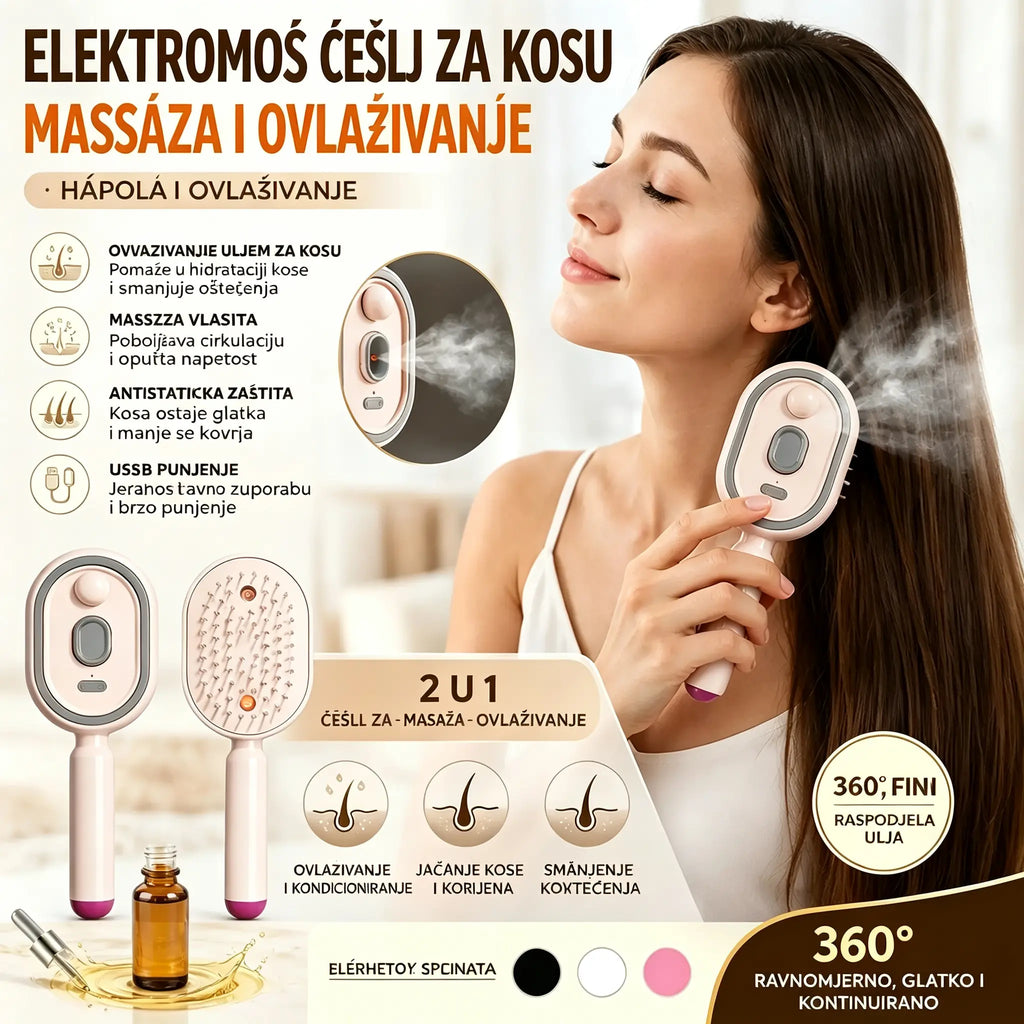 Samo 27 €! 📢📢 Nevjerojatna ponuda!! ⏰ Električni češalj za masažu s zračnim jastukom (s funkcijom prskanja uljem) – Nježno njeguje vašu kosu ✨🔥
