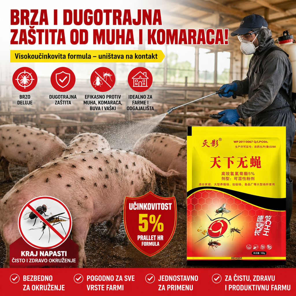 🦟【Iznenađujuća posebna cijena】❤️ Posebno dizajnirano za suzbijanje komaraca i muha na farmama, jedno pakiranje može ubiti buhe/skakavce/žohare/muhe/komarce!