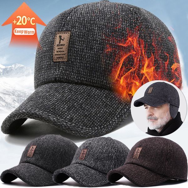 💥Nueva gorra de béisbol cálida para hombre, con protección para las orejas