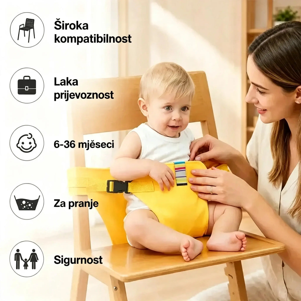 👶 Neizostavan proizvod za hranjenje djece u pokretu! Sigurnosni pojas za prijenosnu visoku stolicu, spreman za korištenje jednim klikom, sa zaštitom od pada! ✨🎒