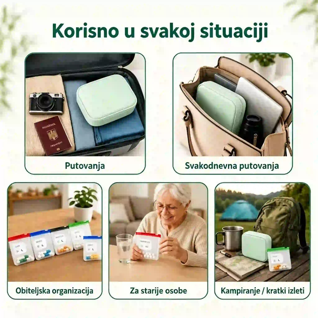 💊 Prijenosna kutija za pohranu i organizaciju lijekova—— Red i sigurnost za vaše tablete, ponesite svoj lijek sa sobom bilo gdje!