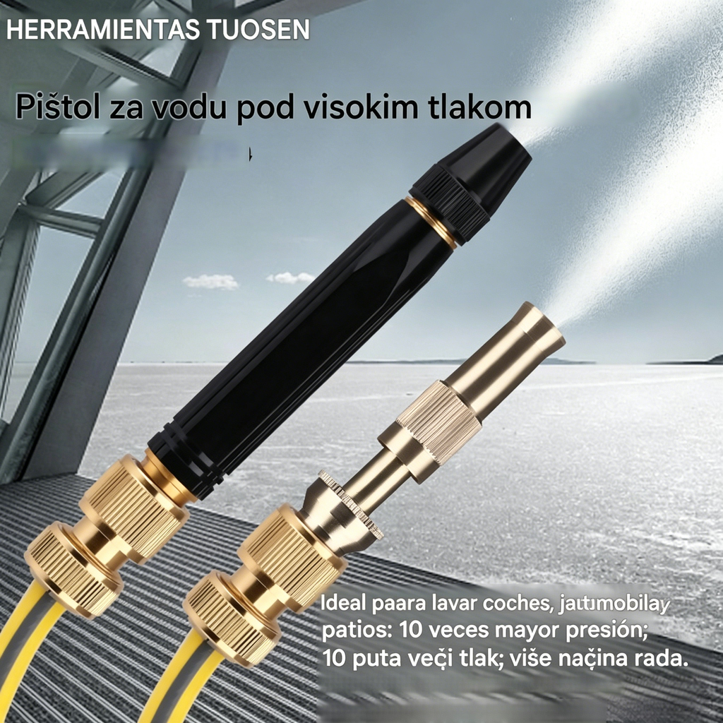 🚿[Set od 2 dijela]💧 Vodeni pištolj visokog tlaka: Pranje automobila, vrt, 10 puta veći tlak, više načina rada ⚡