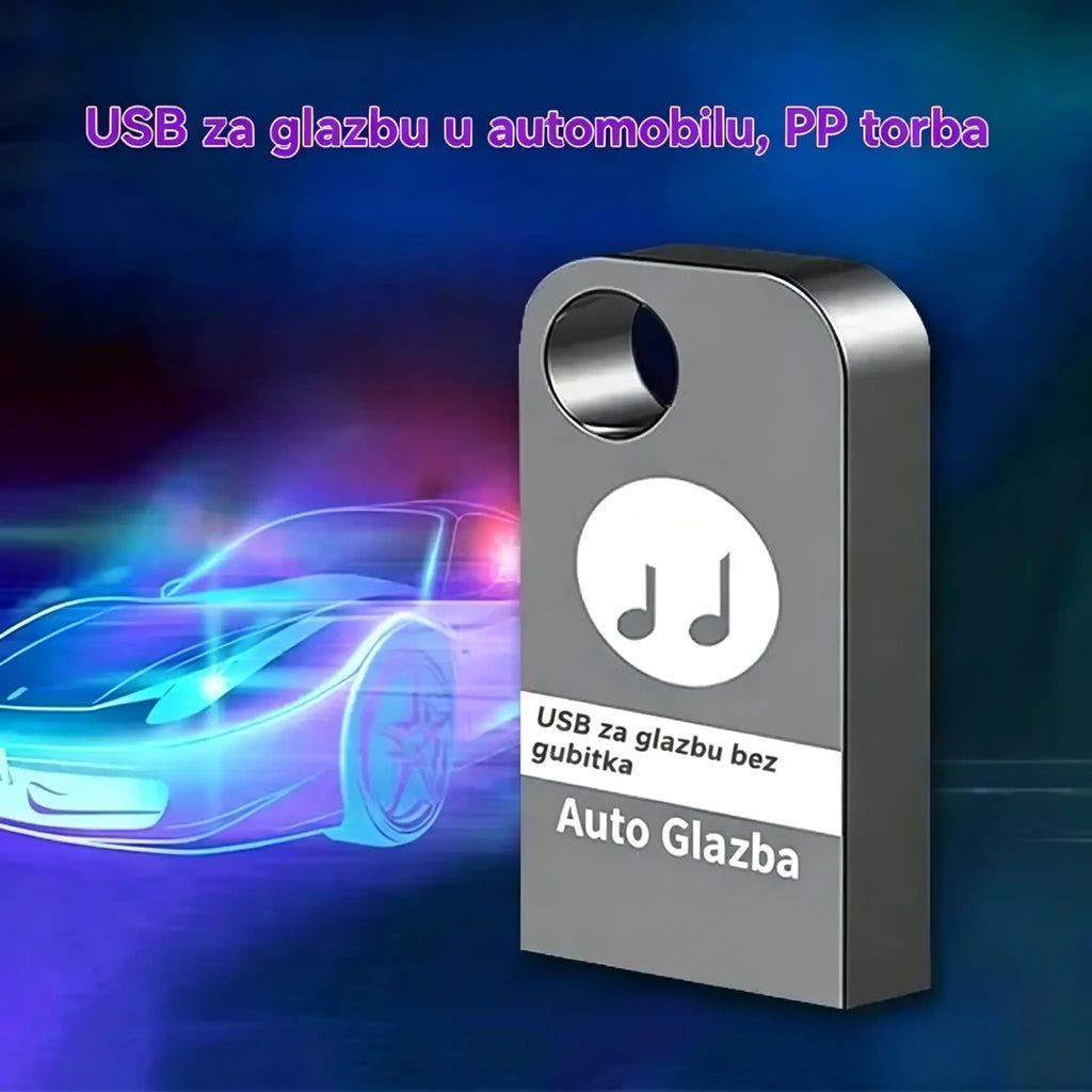 🚗🎵🎵【Glazbeni USB flash pogon】Sadrži 8000 pjesama, 600 glazbenih spotova i 6D zvučne efekte
