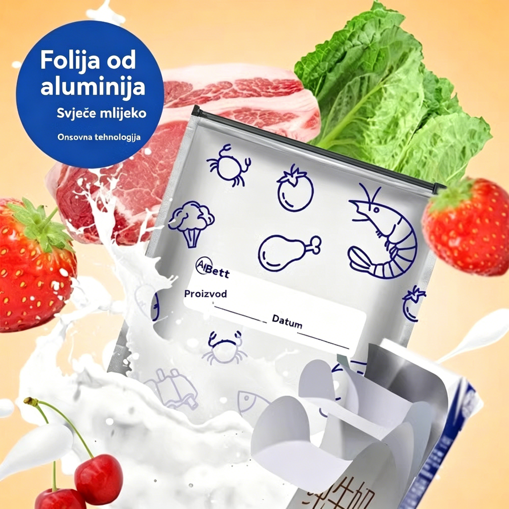 🔥🔥Un total de 120 de pungi antibacteriene din folie de aluminiu, super ușor de utilizat, pentru păstrarea prospețimii.