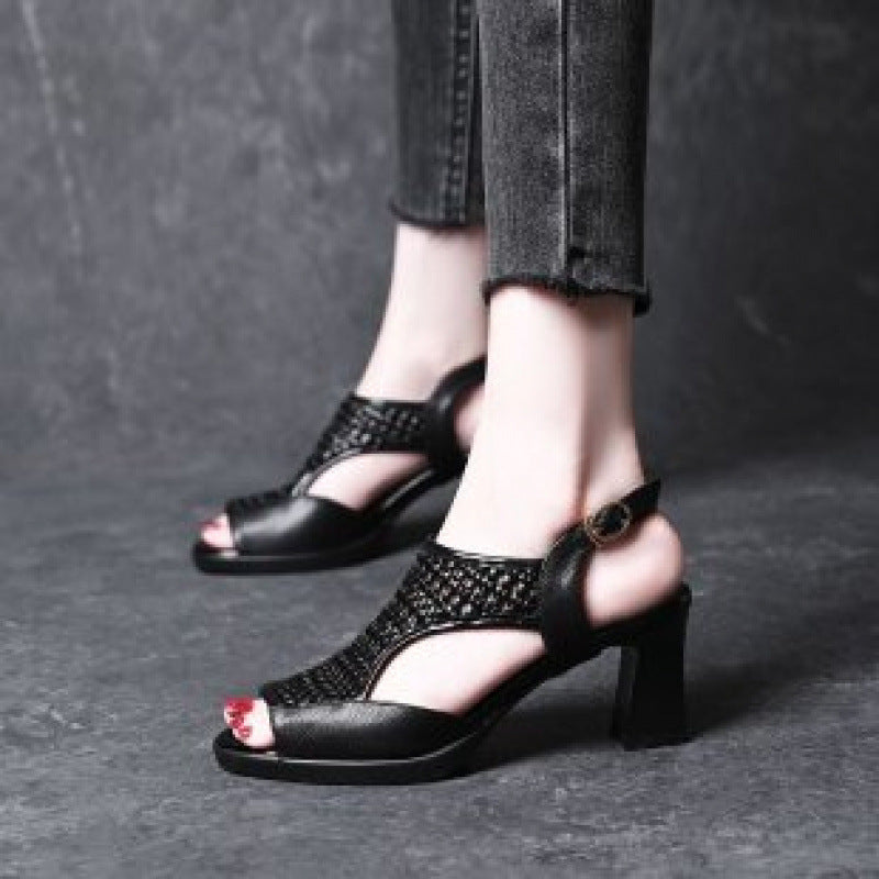 🔥Ograničena ponuda🔥【35-40】👡Nove ljetne ženske moderne sandale s debelim potplatom i otvorenim prstima, visina pete 5/7 cm