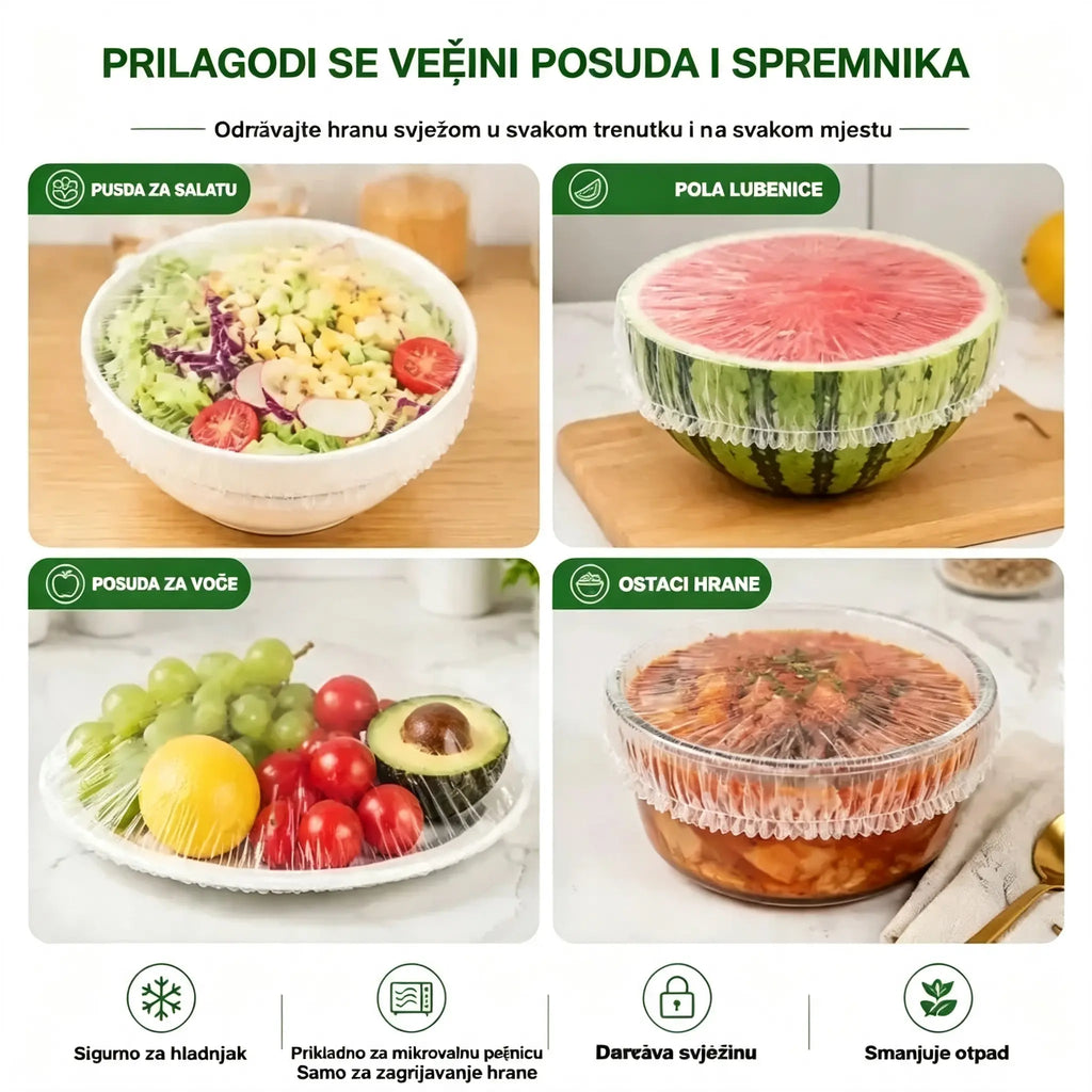 ⏳50% popusta🔥【300 komada】27 €🎉Što više kupujete, više štedite🎁Jednokratne rastezljive navlake za hranu, prikladne za zdjele i tanjure