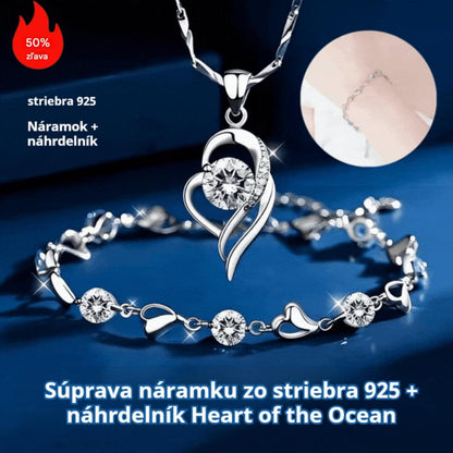 【✨Náramok + náhrdelník】💎Súprava náramku zo striebra 925 + náhrdelník Heart of the Ocean