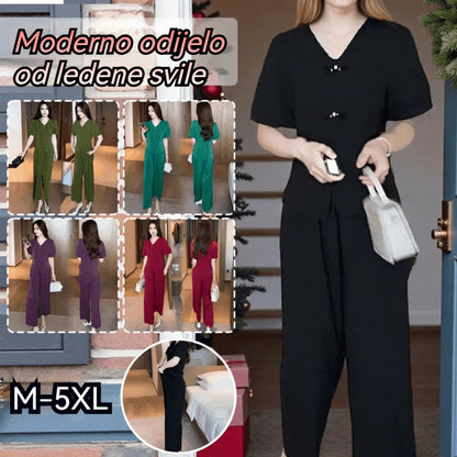 【M-5XL】🔥【Majice + široke hlače】Modno odijelo od ledene svile 2026