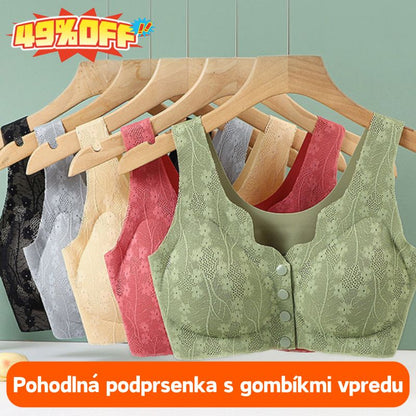 💖💖【Kúp jeden, druhý zdarma】Dámska bezdrôtová podprsenka s predným gombíkom❤️【40-100kg】