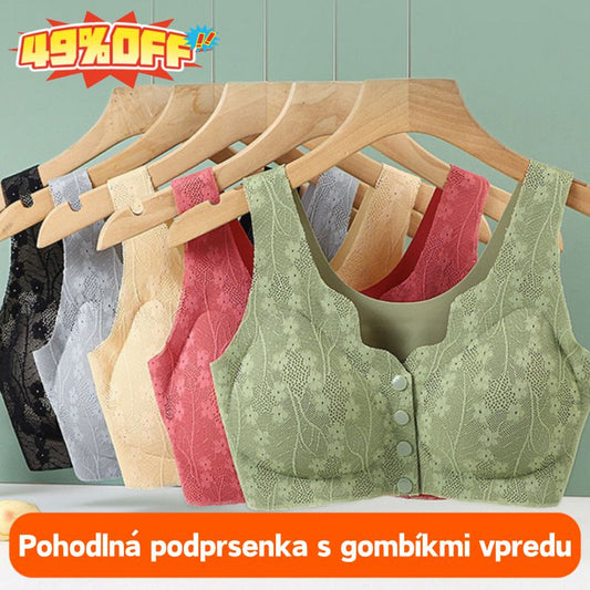 💖💖【Kúp jeden, druhý zdarma】Dámska bezdrôtová podprsenka s predným gombíkom❤️【40-100kg】
