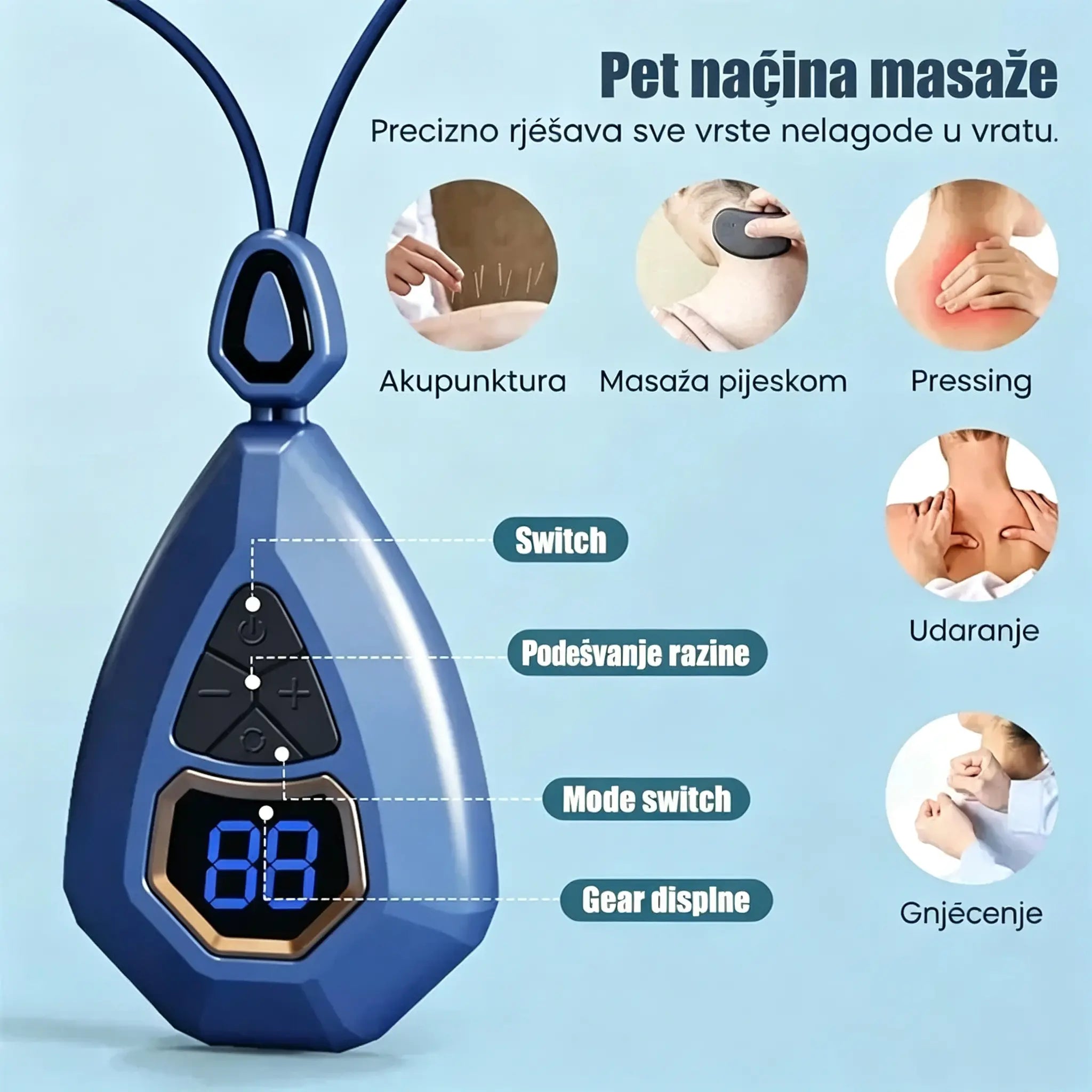 💆💆Masažer za vrat, mini pulsirajući pametni masažer.