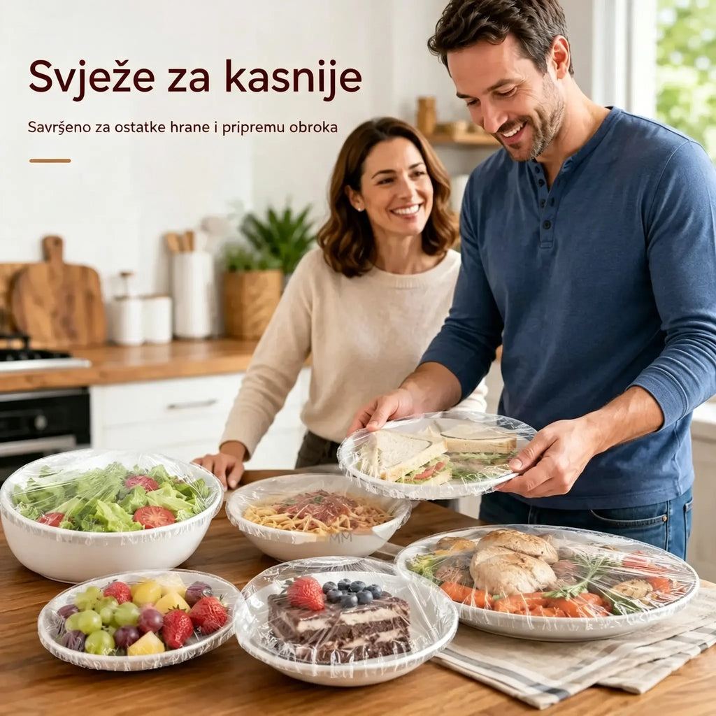 【200 komada】Prozirna folija za jednokratnu upotrebu, idealna za posude i hranu. Savršeno pristaje, dobro brtvljenje i jednostavna je za korištenje.