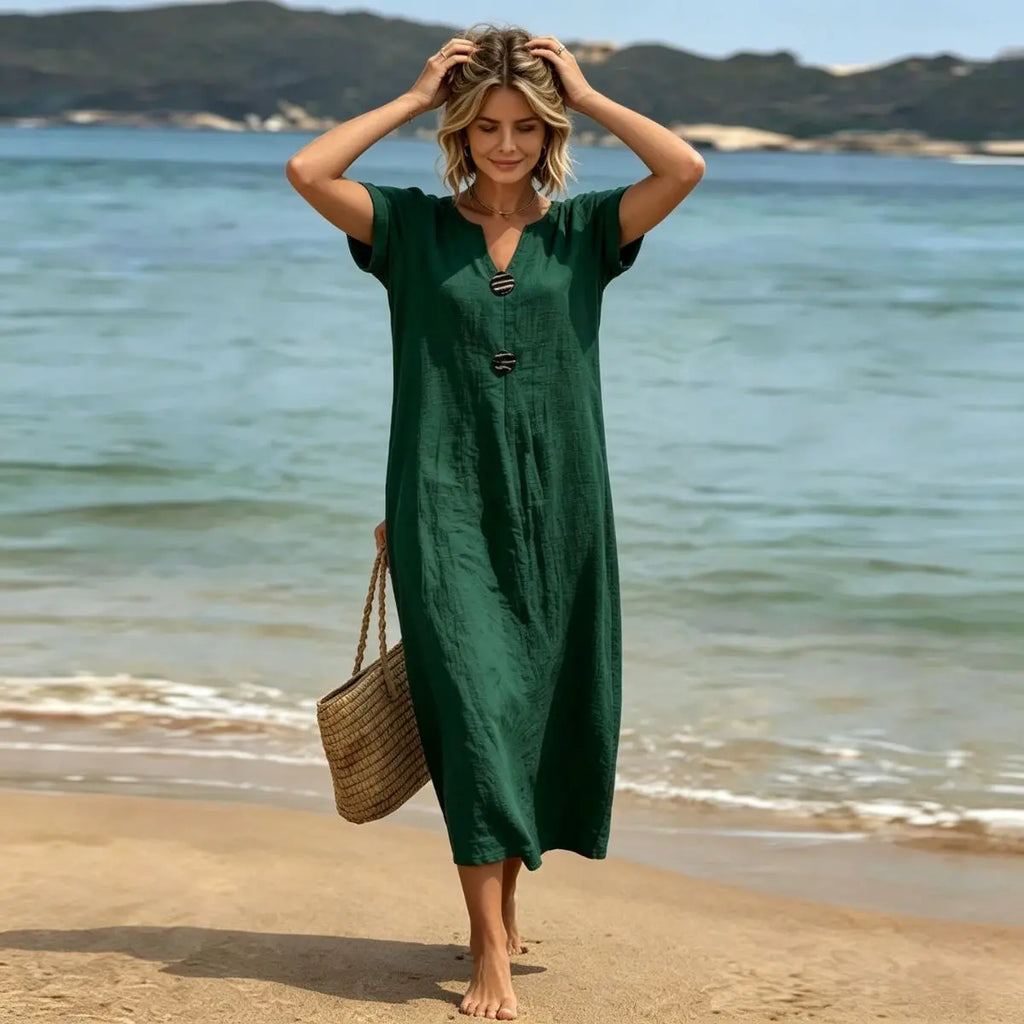 ✨【S-3XL】Elegantna haljina od lana i pamuka – udobnost i svježina