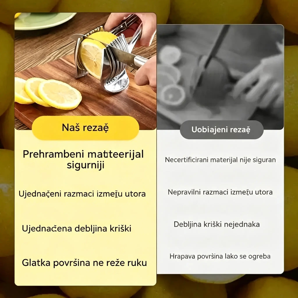 🍅 Ručni kuhinjski rezač od nehrđajućeg čelika | Vodič za ravnomjerno rezanje rajčica, limuna, luka i još mnogo toga